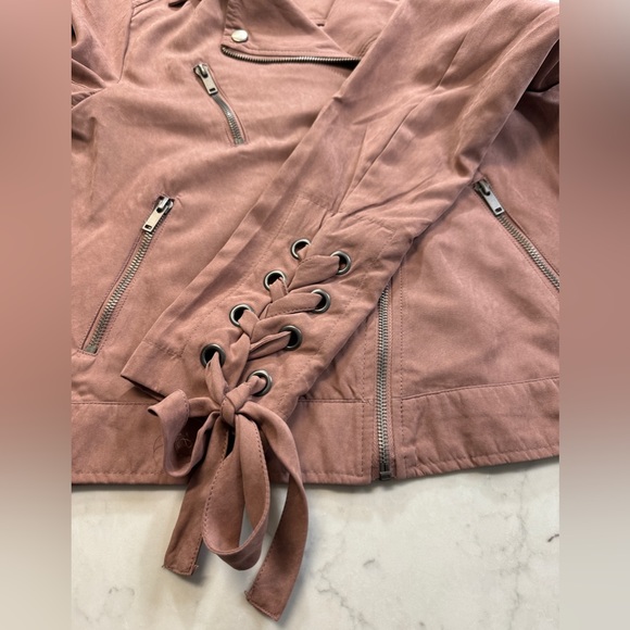 Staccato Mauve Faux Leather Women’s Moto Jacket Size Small - Picture 7 of 9